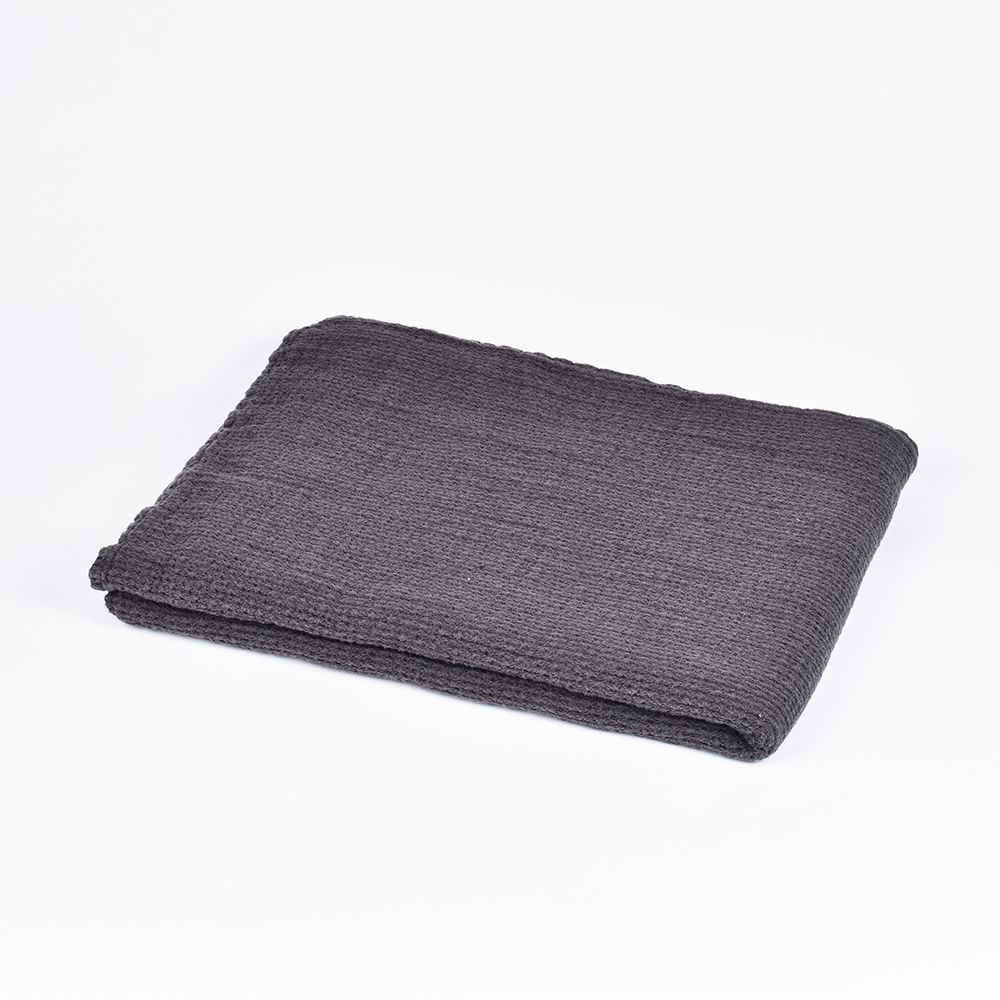 Waffle weave bath towel "Dubysa" in grey color, 100X140 cm