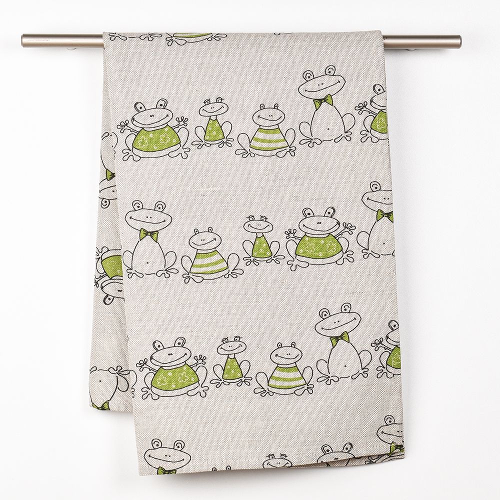 Towel “Green frogs” Linen By Linas